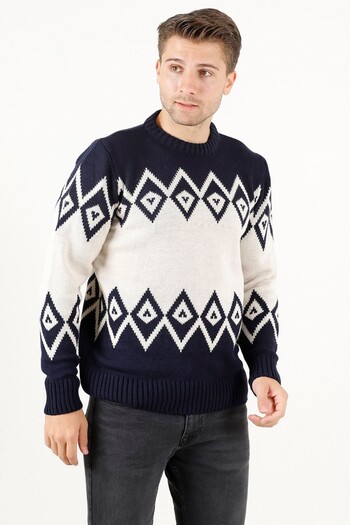 F&K Jacquard Patterned Men's Knitwear Sweater