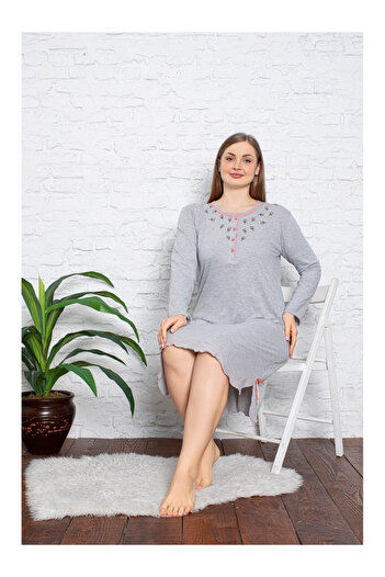 embody Premium Soft Cotton Lady's Nightdress - Grey