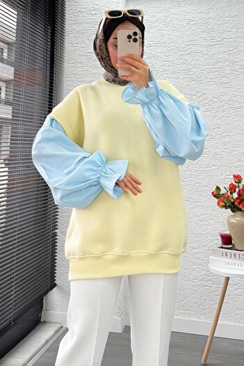 MELEK ARAZ Shirt Sleeve Oversize Women's Sweat – Yellow