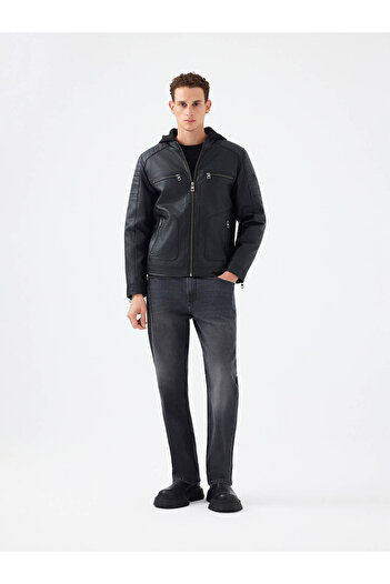 Loft Black Men's Leather Coat Lf2040821
