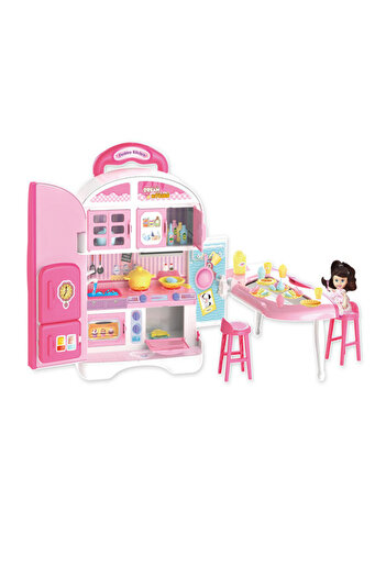 TSUMAB Dream Kitchen Playset with Doll, Table & Accessories – Pink