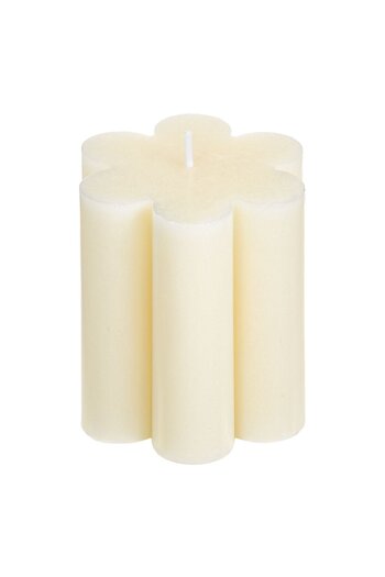 Vervo.ro pentru minți curioase Decorative Candle Ecru Flower with Vanilla Scent, Burning Time 15 Hours, Ø7×7.5 cm, Paraffin, Id