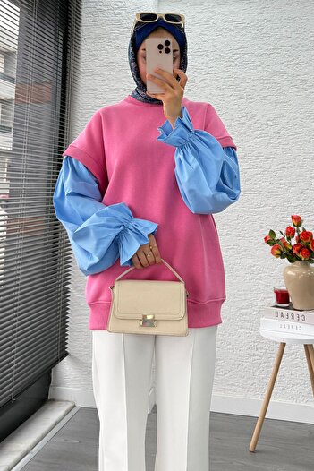MELEK ARAZ Shirt Sleeve Oversize Women's Sweat – Pink