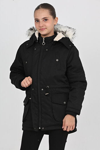 Your Consent Kız Çocuk Kışlık Kalın İç Kısmı Polar Sıcak Tutan Uzun Parka Model Mont