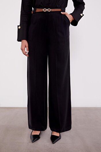 Levidor Black Belted Palazzo Trousers