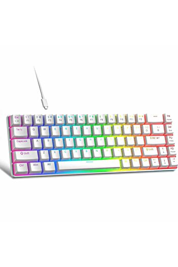 Timebox Mechanical Gaming Keyboard, 60%, RGB lighting, 68 PBT Pudding keys, with Type-C cable, Red Switch,