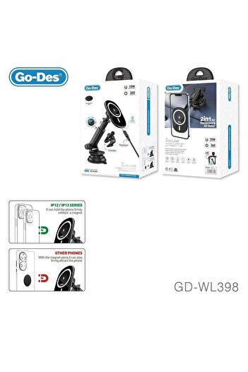 Go-Des 3 in 1 Car wireless phone charger Qi Fast Charging Dashboard Win WL 398