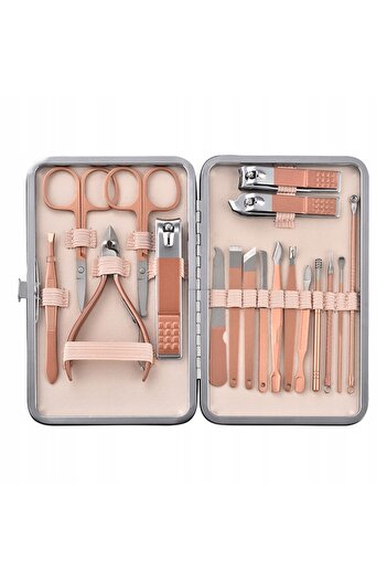 Other TRAVEL SET Manicure Pedicure Face 18 Pieces Rose Gold For HER