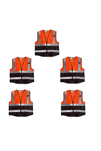 Generic 5 PCS Kart Vest with Reflector XXXXL ORANGE and Black 5 pc