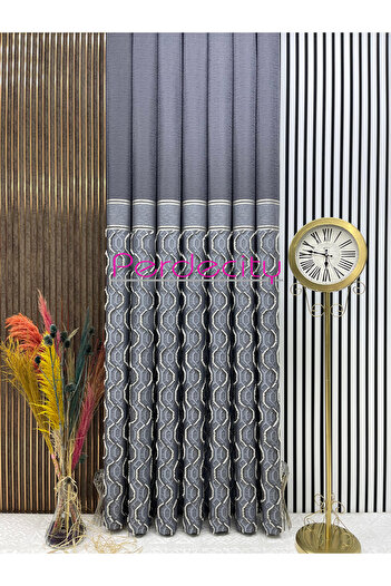 PERDECITY Bohemian Style Fringed Gray Panel Background Curtain 1X3 Frequent Pleats Suitable for Any Room