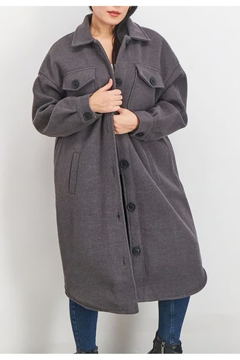 Jennyfer Charcoal Gray coat - M, Grey, 100% polyester