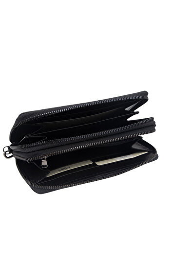 Cacharel Black A.Shell Leather Unisex Wallet 3369B7K