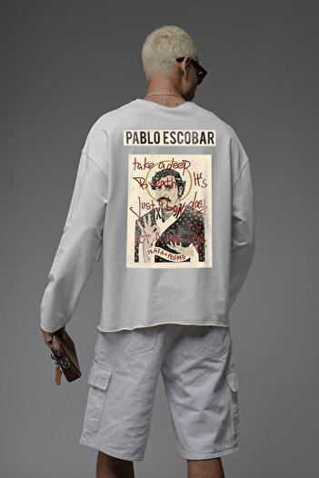 king brich Oversize Pablo Escobar Printed Dirty Collar Sweatshirt