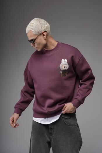 king brich Crew Neck Labubu Printed Oversize Fit Unisex Sweatshirt