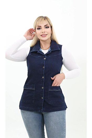 LİYACA Plus size denim vest