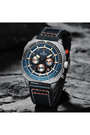 Naviforce Ceas bărbătesc albastru 8057 – Design casual, funcții multiple, cronograf, 3ATM