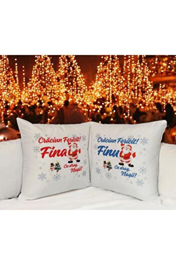OEM Set of 2 Personalized Pillows Gift for Fini, ''Merry Christmas!''