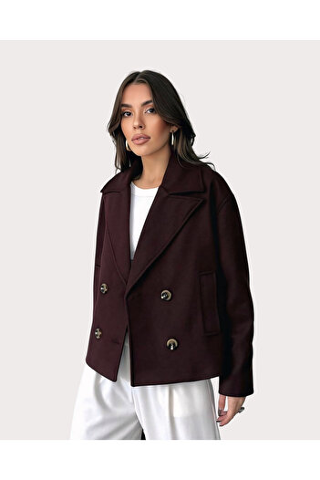 chwain Double-Breasted Collar Cropped Jacket