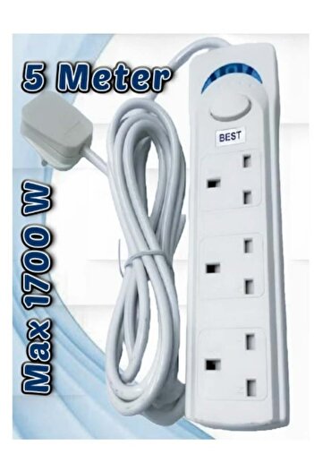 best power أفضل كابل تمديد بطول ٥ أمتار | محول قابس عالمي بثلاثة مقابس مع شريط E بطول ٥ أمتار