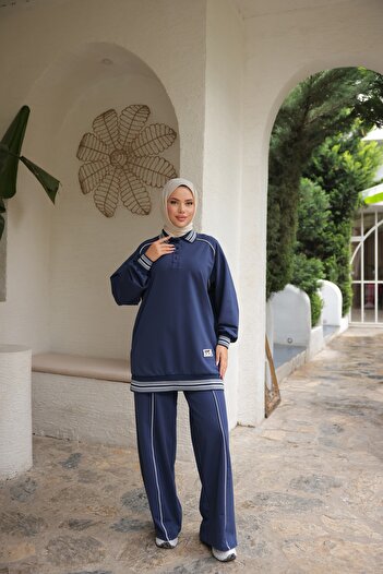 Ryzi Moda Γυναικείο Σετ Αθλητική Φόρμα Hijab με γιακά με φερμουάρ