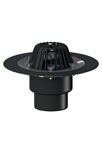 Other Gravity roof drain DN110 vertical with leaf basket and screwed steel ring