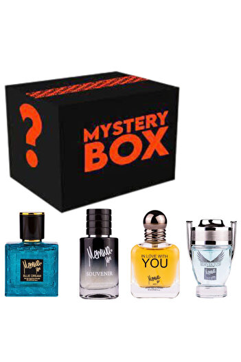 MEMWA Mystery Box with 4 Mini Men's Perfumes (25-35 ml each) – Premium Fragrances, Ale