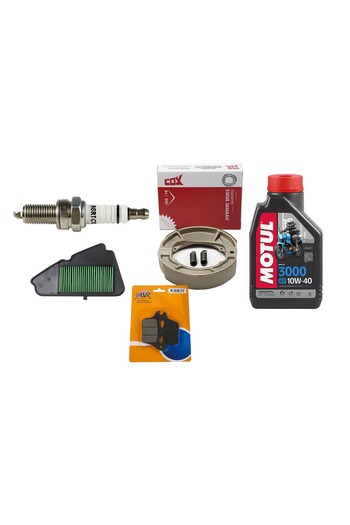 CTVR Honda DIO ECO Bakım Seti - Motul Yağ, Hava Filtresi, Ön/Arka Balata, Bujı (5 Parça)
