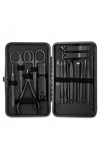Other Manicure Pedicure Face TRAVEL SET 18 PIECES XXL MATTE Black