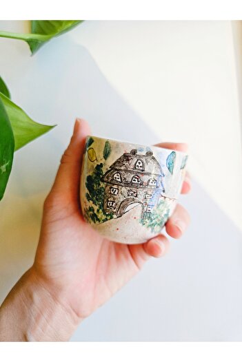 WEBBMODA Handmade Custom Drawing Black House Cup