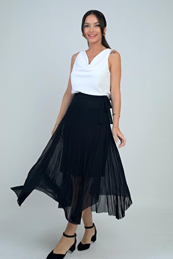By Saygı Women's Long Tulle Skirt with Short Lining on the Sides