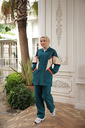 MİMİ Luxury Wear Γυναικείο Σετ Φούτερ Μαντίλι Φούτερ με φερμουάρ κάτω και επάνω
