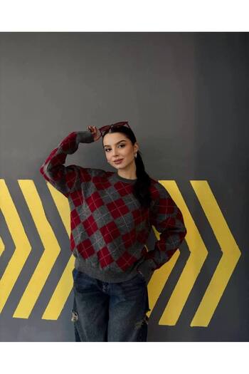 Butik Diamond Patterned Knitwear Sweater