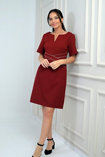 By Saygı Women's Self-Tie Tie-Front Zipper Detail Short Dress