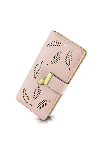 FASHIONEEDA Women's leather Wallet,Credit Card Holder ,Long Wallet Purse Zip Birthday Gifts (Pink)
