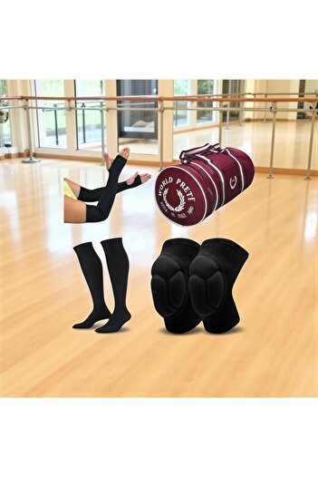 Gök Sports Volleyball Burgundy Sports Bag Volleyball Knee Pads Volleyball Arm Sleeves Volleyball Socks Set