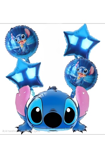 düskapanıparti Stitch 5'li Folyo Balon Seti & Stitch Konsept Parti Balonu
