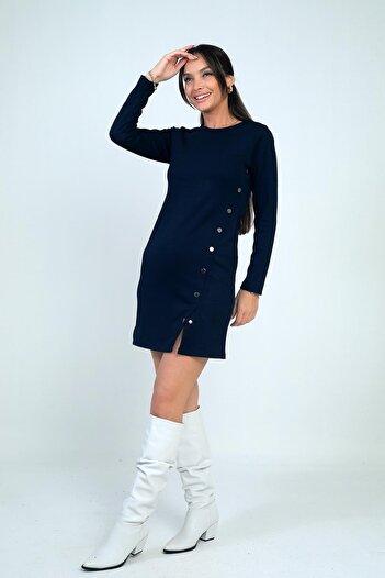 By Saygı Women's Snap Fastener Short Dress