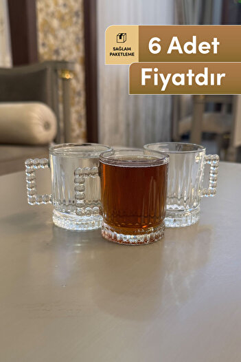 Mutfiko Premium Kalın Cam Kulplu Kahve & Çay Bardağı 6’lı – 110 ml Dayanıklı Set