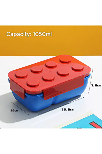 OEM Lunch Box, for children, 1050 ml, with cup included, Blue with Red Lid