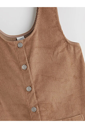 LC Waikiki Lcw Kids Brown U-Neck Velvet Girl's Dress