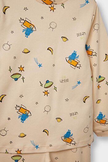 DeFacto Baby Boy Pajama Set Space Printed Long Sleeve Top Long Bottom F0550A525Au