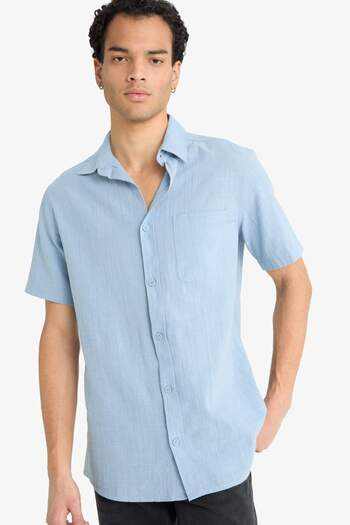 DeFacto Slim Fit πουκάμισο με κοντό μανίκι με λαιμόκοψη πόλο F6343AX25AU