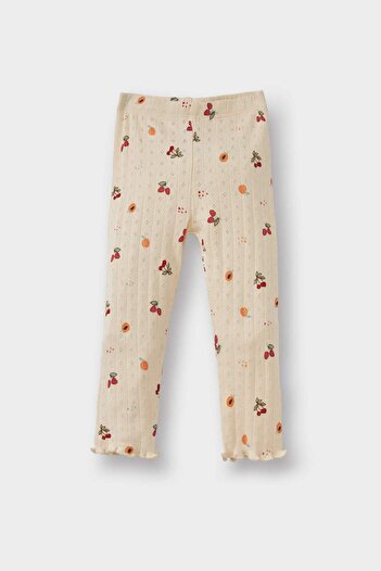 DeFacto Baby Girl Pajama Set Fruit Pattern Long Sleeve Ribbed Camisole Top Long Bottom G1524A525Wn