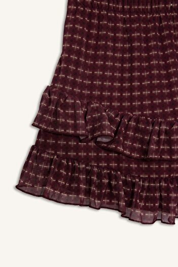 DeFacto Coool Checkered Regular Waist Combed Cotton Lining Tulle Mini Skirt G3014Ax25Wn