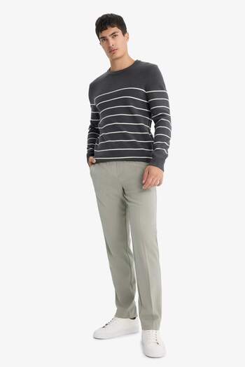 DeFacto Standard Fit Crew Neck Striped Knitwear Sweater F7193Ax25Wn