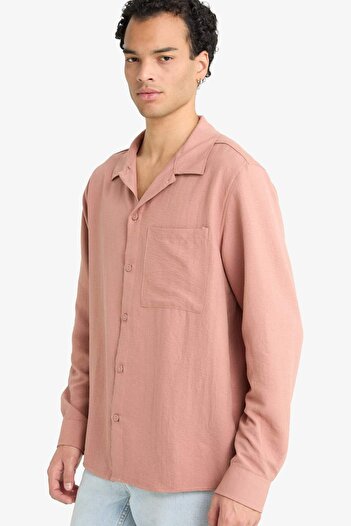 DeFacto Relax Fit Apache Collar Woven Long Sleeve Shirt F6342Ax25Au