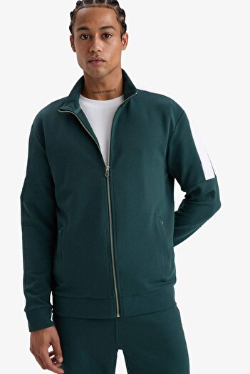 DeFacto Defactofit Standard Fit Stand Collar Zippered Cardigan F0207Ax25Au