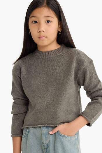 DeFacto Girls' Standard Fit Crew Neck Knitwear Sweater F0108A825Wn
