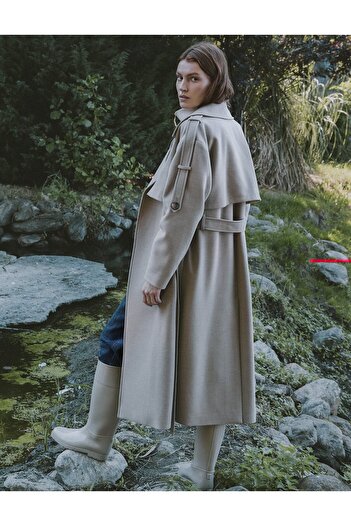 Kayra Belted Stamped Coat Mink