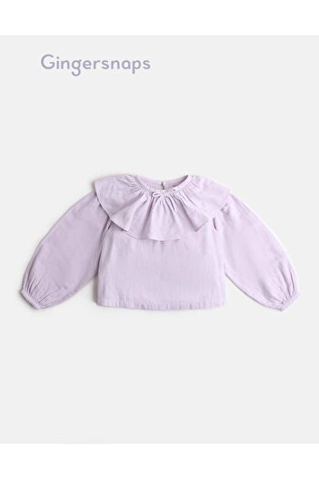 Gingersnaps Girls Solid Ruffle Neck Long-Sleeve Top